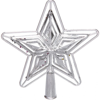 Верхушка пластиковая на елку Звезда 15 см серебро Ажурный вечер Серпантин
