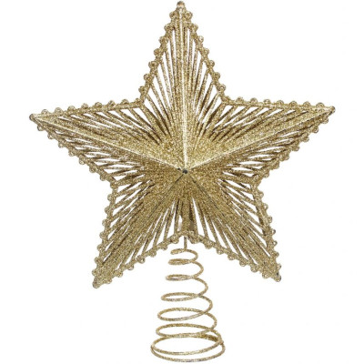 Верхушка пластиковая на елку Звезда 20*23 см золото Волшебница Серпантин