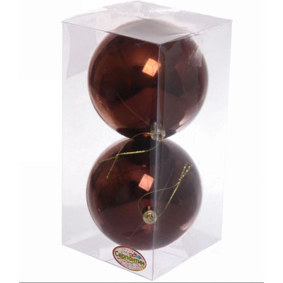 Набор пластиковых шаров d-10 см 2 шт шоколад Глянец Серпантин