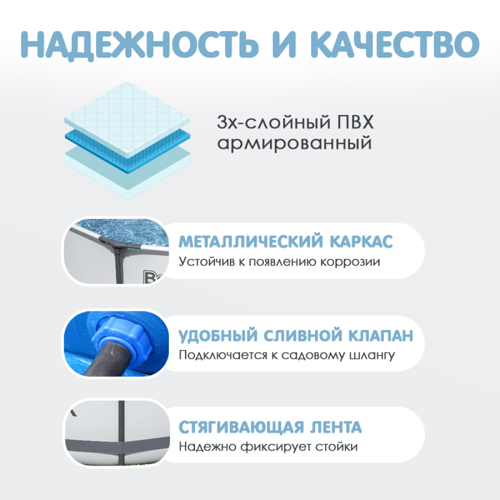Бассейн каркасный 366*100 см 9150 л фильтр-насос Bestway