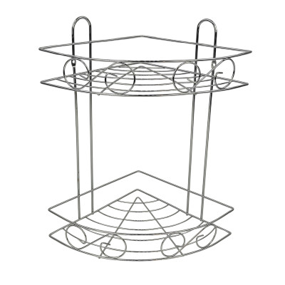 Полка металлическая для ванной 2-х ярусная 20*28*33 см угловая подвесная серый JB Baizheng
