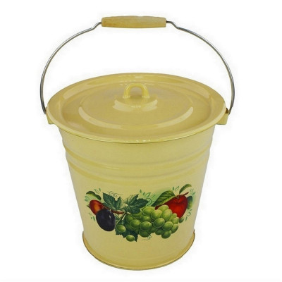 Ведро эмалированное 12 л с крышкой петля палевый Дар лета Стальэмаль