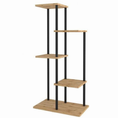 Подставка металлическая для цветов 560*330*140 мм дерев полки черный Шафран 15Л ЗМИ