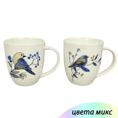 Кружка фарфоровая 420 мл Birds on branches JS23019 Коралл Кружка фарфоровая 420 мл Birds on branches JS23019 Коралл
