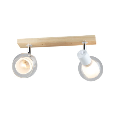 Светильник спот 2 плафона 42*10*17 см Е27 60Вт 9м2 плафон стекло хром-дерево Baizheng