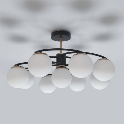 Люстра 9 плафонов 61*31 см Е27 60Вт 35 м2 плафон стекло черный золото Baizheng Люстра 9 плафонов 61*31 см Е27 60Вт 35 м2 плафон стекло черный золото Baizheng