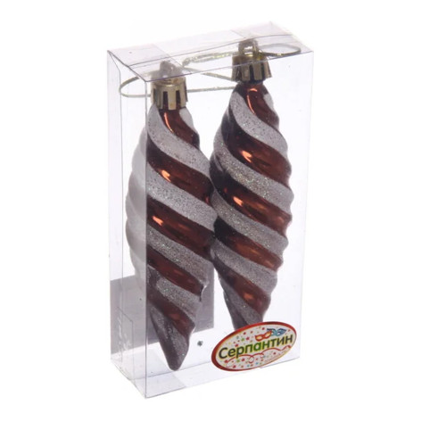 Набор елочных игрушек 2 шт 10 см шоколад Сосульки таинственное очарование Серпантин