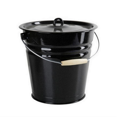 Ведро эмалированное 12 л с крышкой черный рябчик Стальэмаль