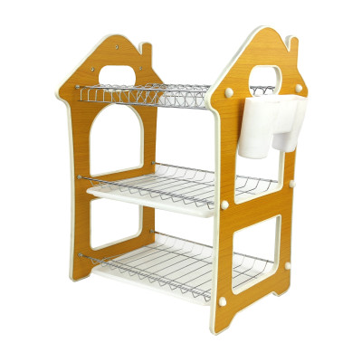 Сушилка пластиковая для посуды 40х33,5х54 см 3-х ярусная оранжевый Baizheng