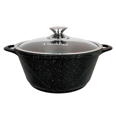 Кастрюля алюминиевая  3 л литая ручка с крышкой индукция Юбилей Горница