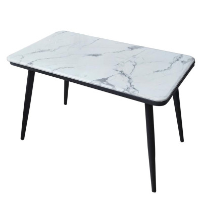 Стол керамогранит кухонный 120*70 см мрамор ножки металл черный 1901-3 3 кор Baizheng