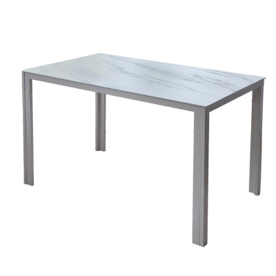 Стол стеклянный кухонный 120*70 см мрамор ножки металл серый DT-835HS Baizheng