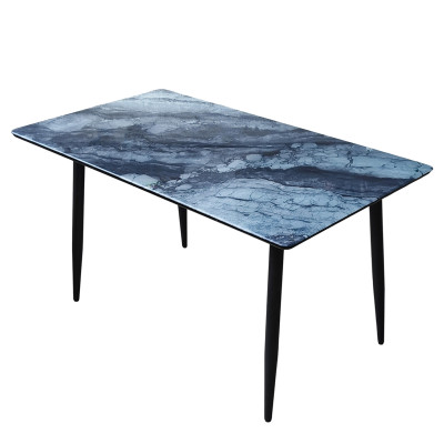 Стол стеклянный+МДФ кухонный 140*80 см коричнев ножки металл черный DT-205SH 2 кор Baizheng