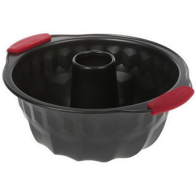 Форма металлическая 26,5х23,5х10 см для выпечки силиконовые ручки круг с антипригарным покрытием Baizheng