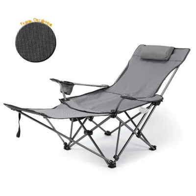 Кресло-шезлонг туристическое складное 150*75*74 см до 120 кг черно белый Baizheng