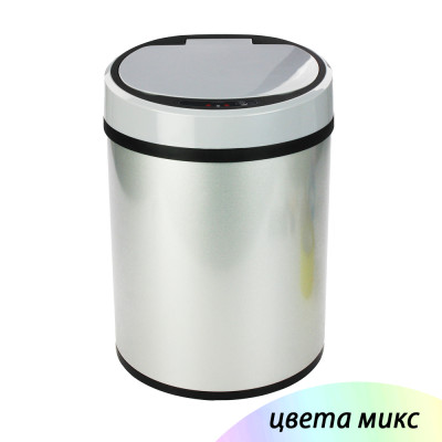 Ведро нерж сталь для мусора 8 л usb аккумулятор сенсорное круглое вставка микс Baizheng Ведро нерж сталь для мусора 8 л usb аккумулятор сенсорное круглое вставка микс Baizheng