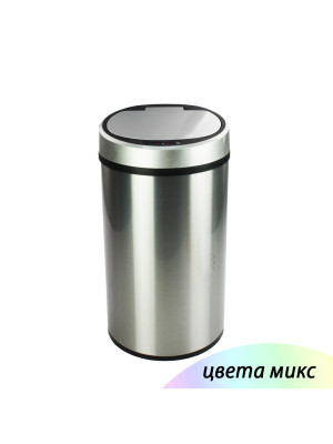 Ведро нерж сталь для мусора 12 л USB сенсорное вставка круглое микс Baizheng