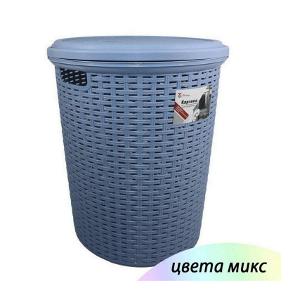 Корзина пластиковая для белья 40 л 420х420х525 мм круглая с крышкой в ассортименте Baizheng Корзина пластиковая для белья 40 л 420х420х525 мм круглая с крышкой в ассортименте Baizheng