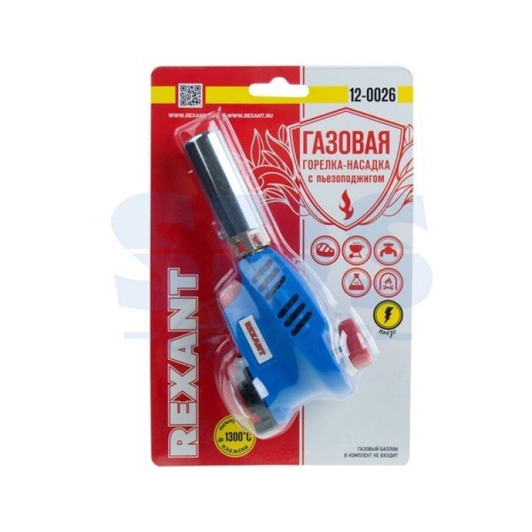 Фото Горелка газовая пьезо к цанг баллону GT-26 Rexant