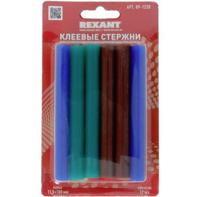 Стержни клеевые 11,3мм*100мм цветные 12шт