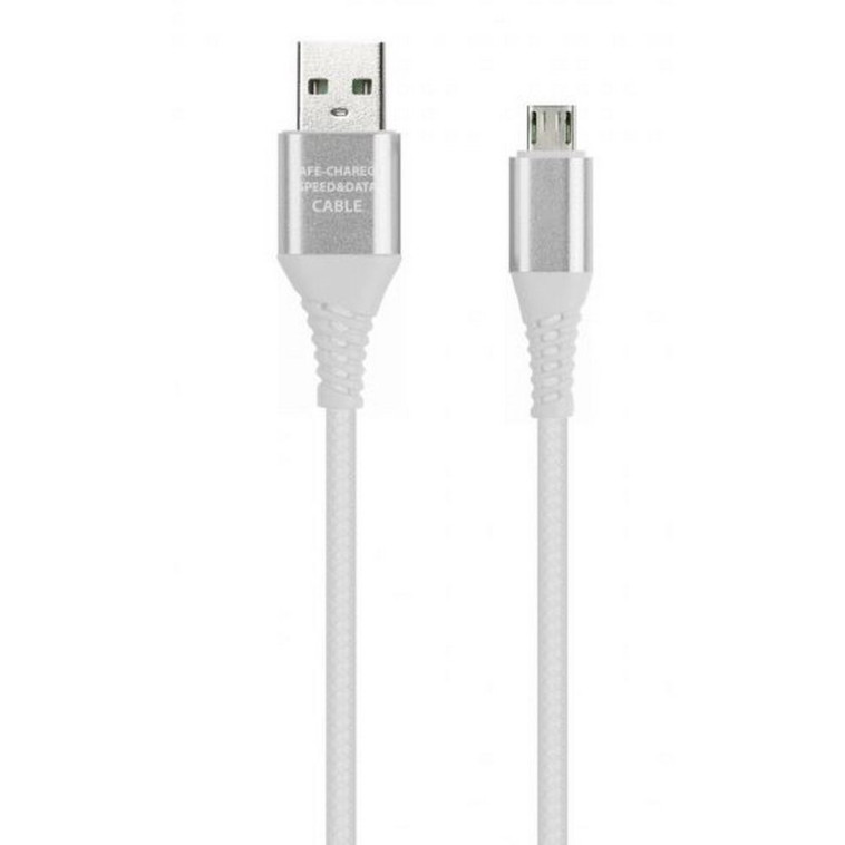 Кабель USB - Type C в резин опл Gear макс 2А 1 м мет након белый Smartbuy