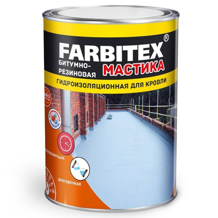 Купить Мастика для гидроизоляции FARBITEX битумно-резиновая 2кг по ...