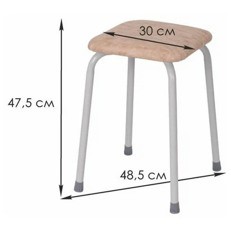 Фотография Табурет металлический 485*485*470 мм 170 кг квадратный бежевый Пенек крепкий ЗМИ