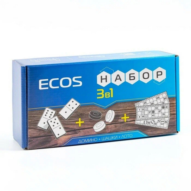 Cнимок Набор настольных игр 3 в 1 лото шашки домино Ecos