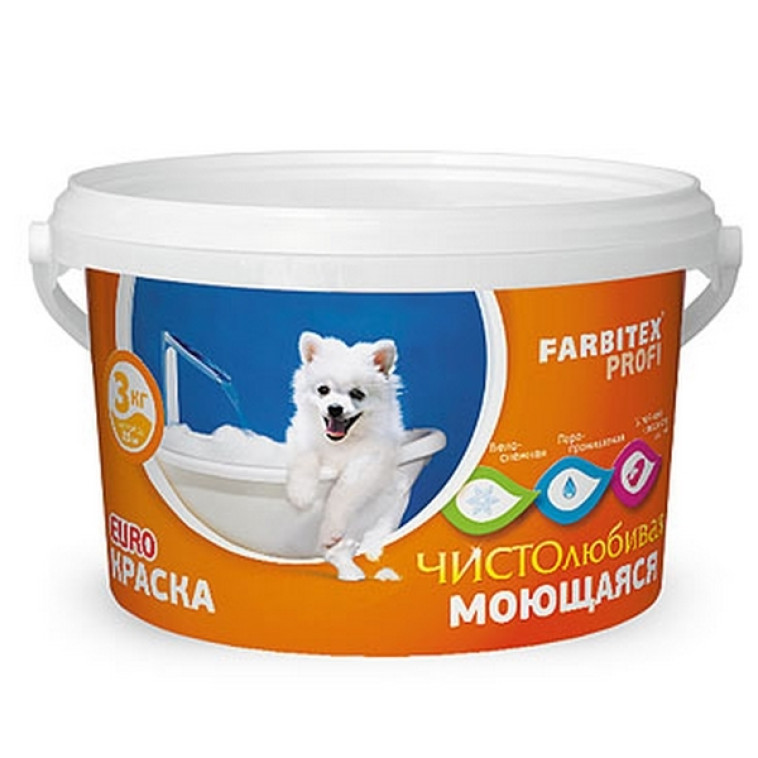 Краска моющаяся Farbitex Profi акриловая белая 14,0кг