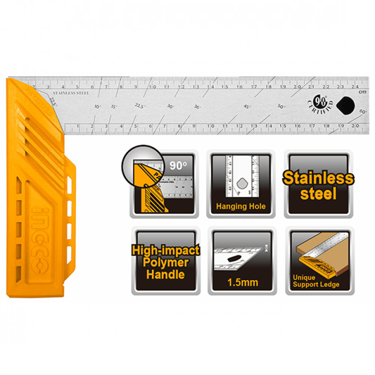 Угольник 300 мм INGCO HAS123002 INDUSTRIAL металлический