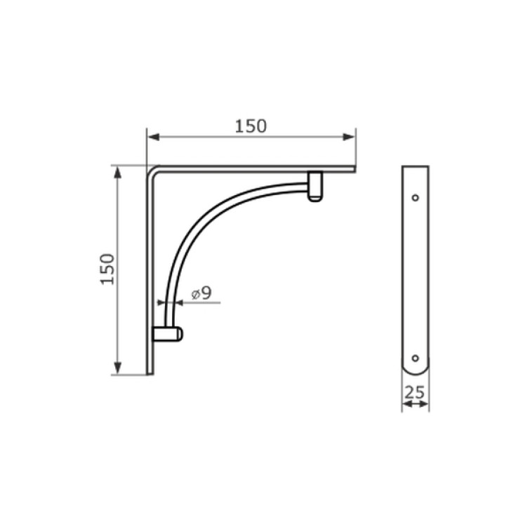 Фото *Кронштейн уголок 150х150 черный ARCH (10) D