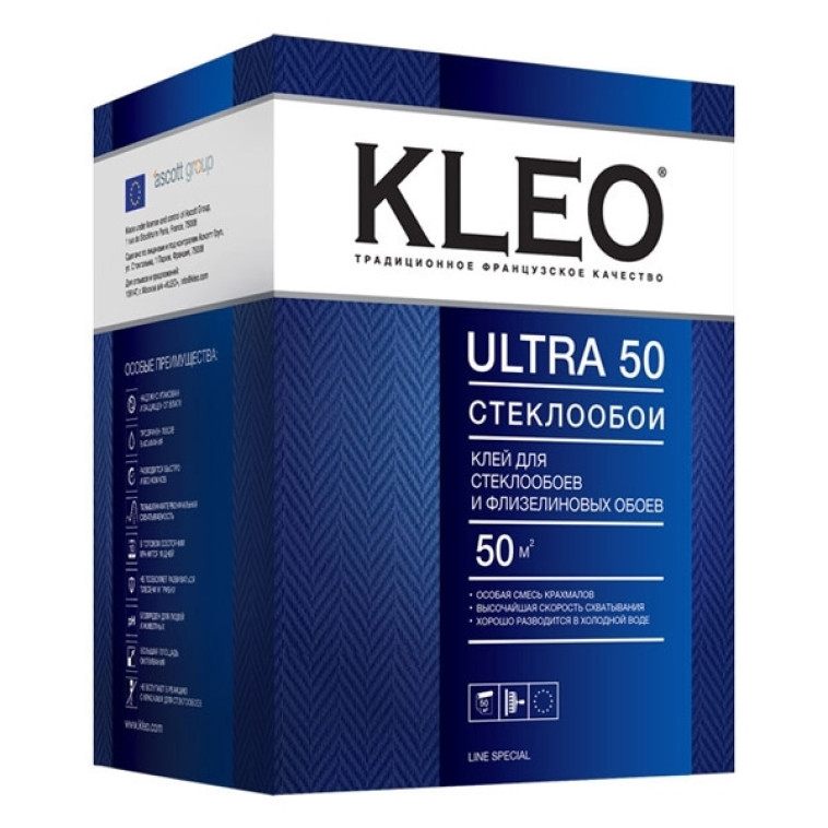 Клей обойный Kleo Ультра для стеклообоев 500гр (50м2) 