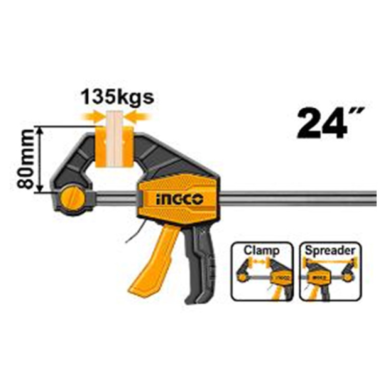 Струбцина быстрозажимная 80х600 мм INGCO HQBC24802 INDUSTRIAL