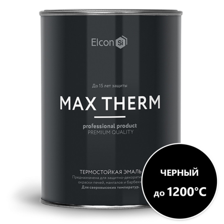 Эмаль термостойкая 1200°C Elcon черная 0,8кг 