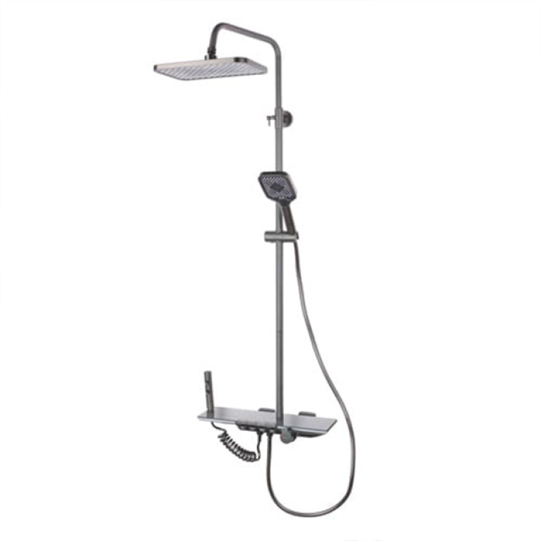 Смеситель душевая система DIKALAN для ванны c картриджным переключ LED подсветка Серый (5) Kn90134