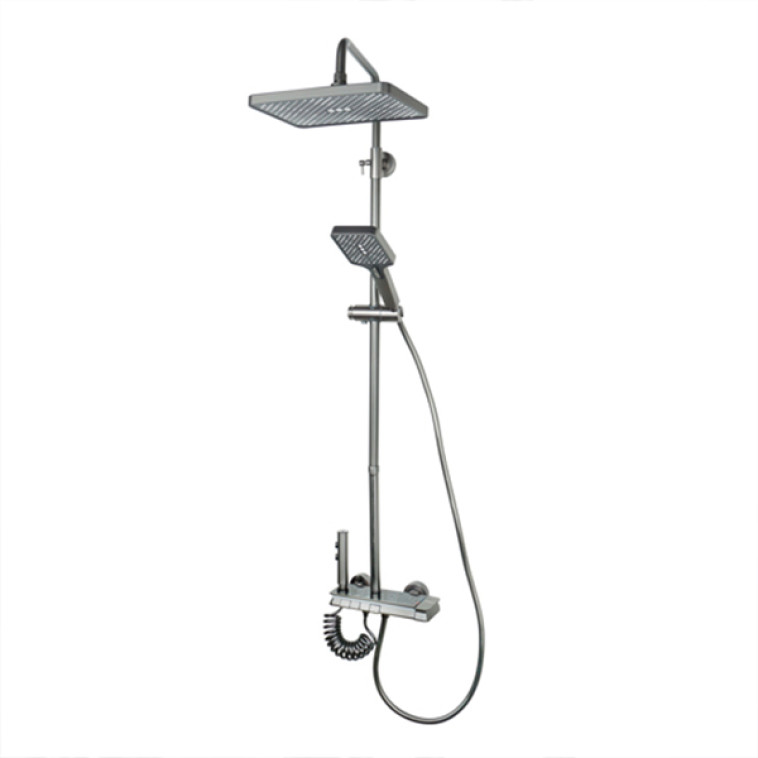 Смеситель душевая система DIKALAN для ванны с картриджным переключ LED подсветка Серый (5) D99087-G