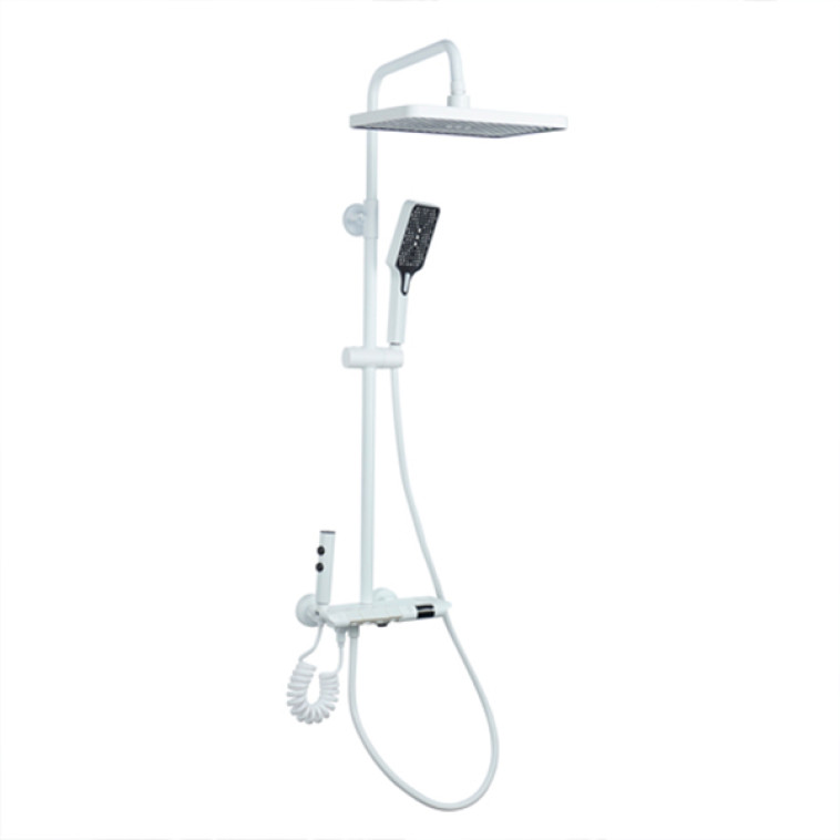Смеситель душевая система DIKALAN для ванны с картриджным переключ ЖК дисплей Белый (5) D99086-W
