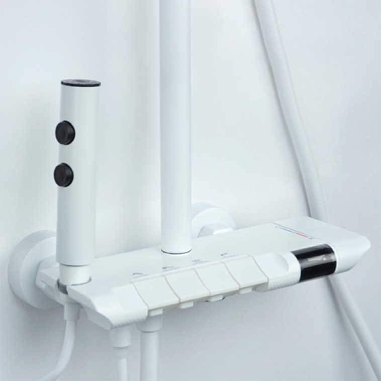 Изображение Смеситель душевая система DIKALAN для ванны с картриджным переключ ЖК дисплей Белый (5) D99086-W