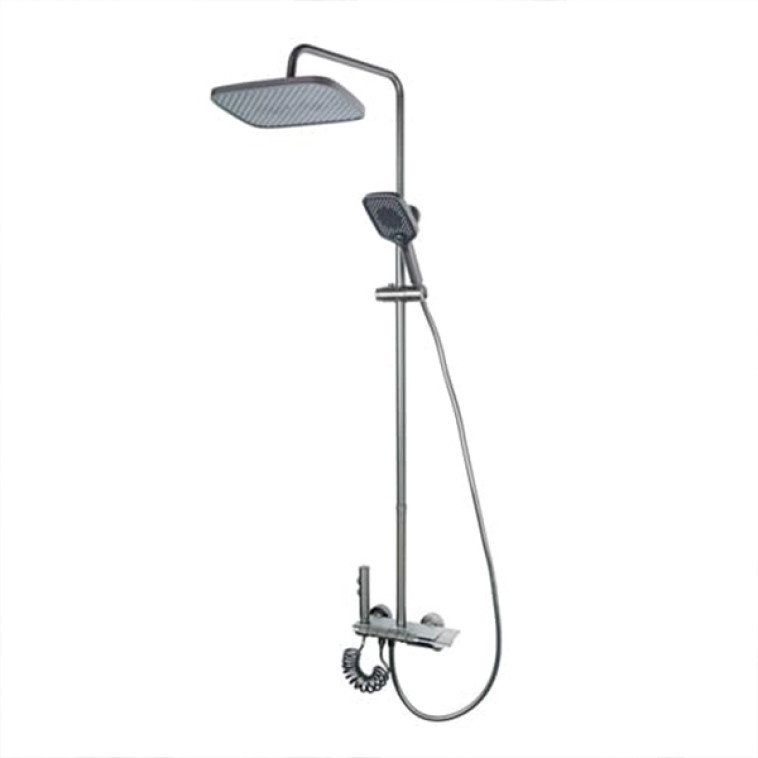 Смеситель душевая система DIKALAN для ванны с картриджным переключ ЖК дисплей Серый (5) D99086-G