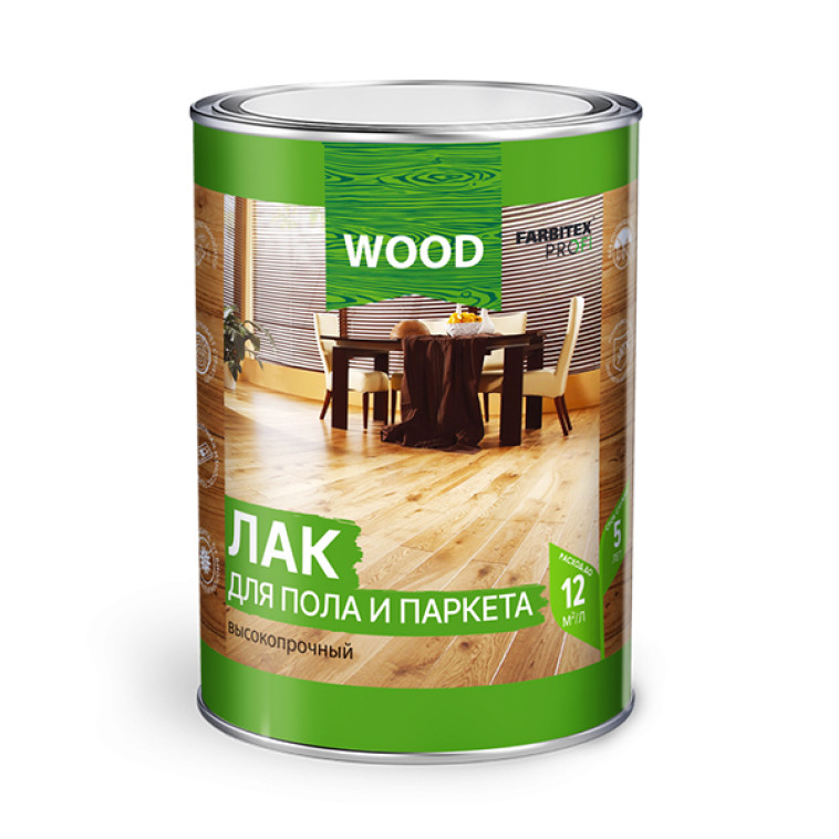 Лак для пола и паркета высокопрочный FARBITEX PROFI WOOD тик мат. 2,7л