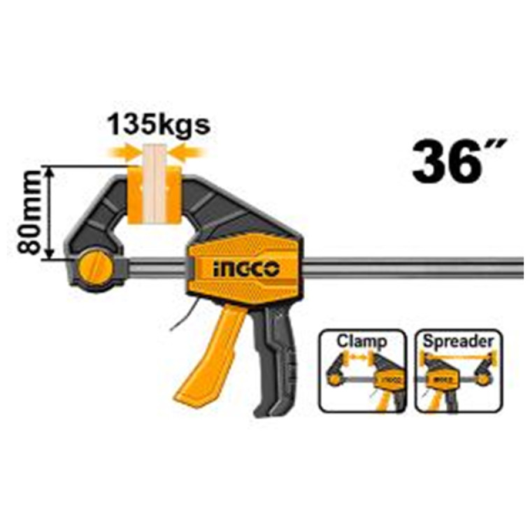 Струбцина быстрозажимная 80х900 мм INGCO HQBC36803 INDUSTRIAL