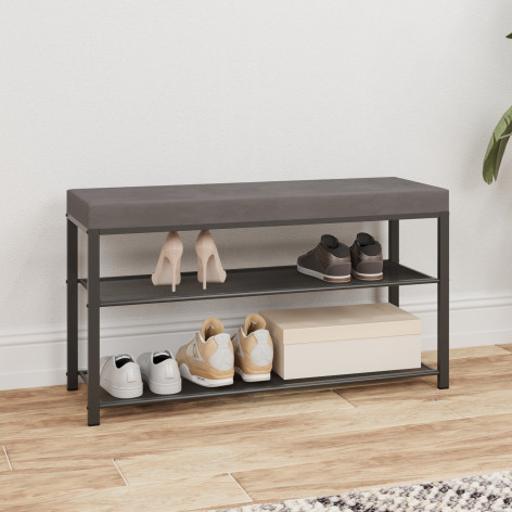 Банкетка металлическая 88,5**30*49 см графит сиденье серый Торонто 33С ЗМИ