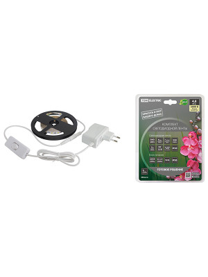 Комплект светодиодной ленты SMD2835-60 LED/м-12 В-4,8 Вт/м-IP20-3000 К (3 м), 18 Вт TDM