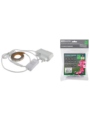 Комплект светодиодной ленты SMD2835-60 LED/м-12 В-4,8 Вт/м-IP20-3000 К (1 м), 6 Вт TDM