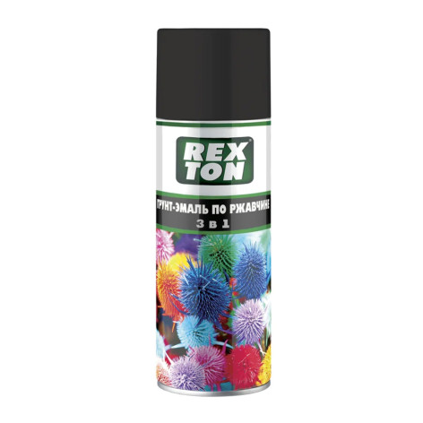 Грунт-эмаль аэроз. по ржавчине 3 в 1 черный 520мл Rexton RT150.20