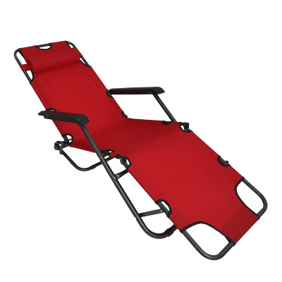 Кресло-шезлонг туристическое складное 178*60*79 см нагрузка 120 кг красный Baizheng