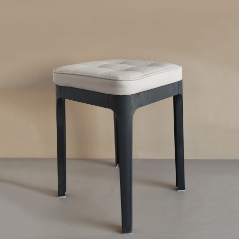 Табурет пластиковый 300*300*460 мм с мягким сиденьем черно-белый Baizheng