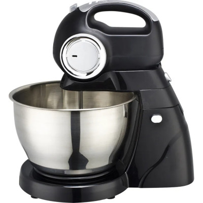 Миксер пластик 1000 Вт стационарный чаша сталь 4 л вращ 5 скор турбо 3 насадки черн Maxtronic