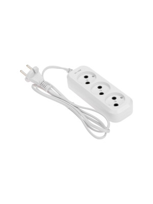 Удлинитель 3 гнезда 1,5м 2х075мм² б/з белый PROconnect Удлинитель 3 гнезда 1,5м 2х075мм² б/з белый PROconnect
