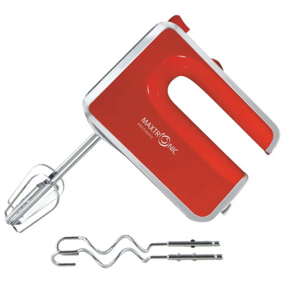 Миксер 350 Вт пластик 5 скоростей 4 насадки красный Maxtronic